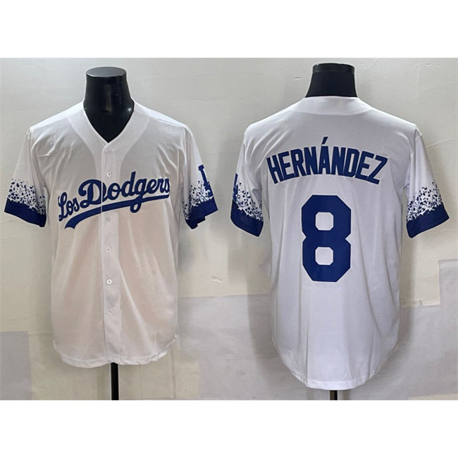 Los Angeles Dodgers #8 Enrique Hernandez White MWATKINS City Connect Cool Base Stitched Jersey