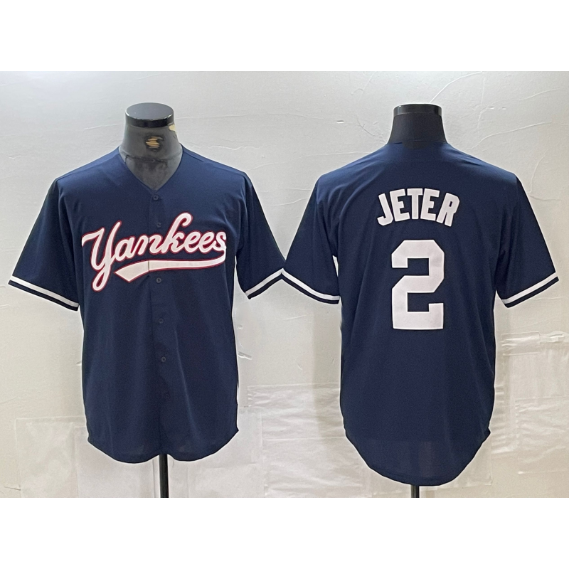 New York Yankees #2 Derek Jeter Navy MWATKINS Cool Base Stitched Jersey