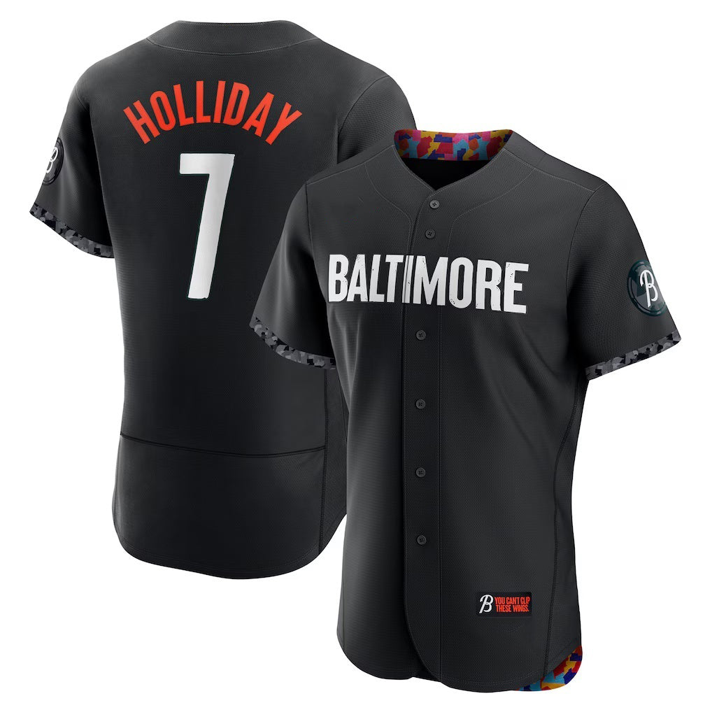 Baltimore Orioles #7 Jackson Holliday Black MWATKINS City Connect Authentic Player Jersey