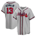 Atlanta Braves #13 MWATKINSld Acuna Jr. Gray MWATKINS Road Replica Player Name Jersey