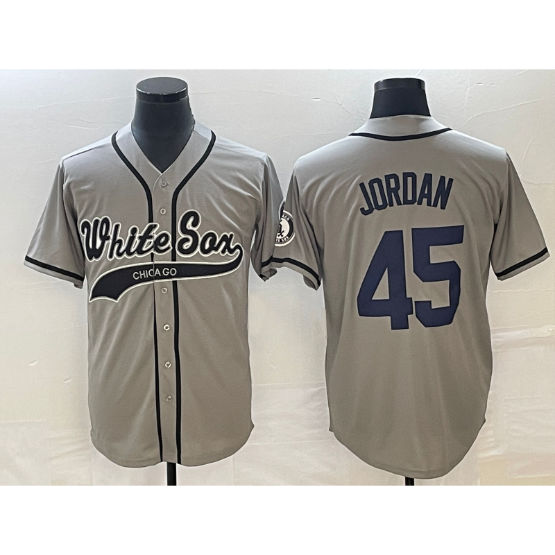 Chicago White Sox #45 Michael Jordan Grey MWATKINS Cool Base Stitched Jersey