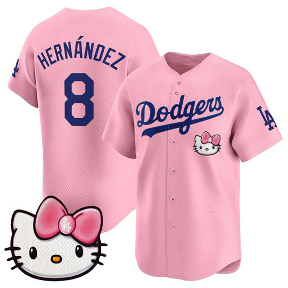 Los Angeles Dodgers #8 Enrique Hernandez Pink MWATKINS 2025 Hello Kitty Vapor Limited Stitched Jersey