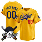 Custom Los Angeles Dodgers x One Piece Gold MWATKINS Zoro Patch Vapor Premier Limited Jersey - Stitched