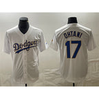 Los Angeles Dodgers #17 Shohei Ohtani White Gold MWATKINS Cool Base With Patch Stitched Jersey