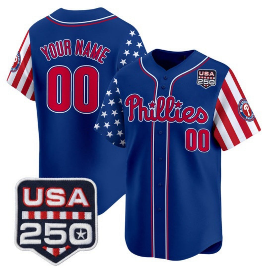 Custom Philadelphia Phillies America 250 Edition Vapor Premier Limited Royal MWATKINS Stitched Jerseys