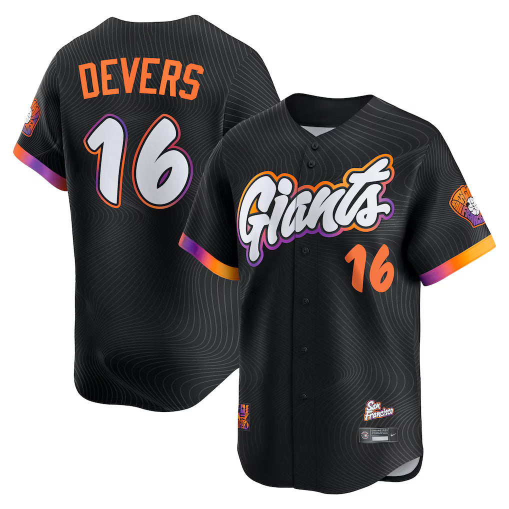 San Francisco Giants #16 Rafael Devers Black MWATKINS 2025 City Connect Limited Player Jersey