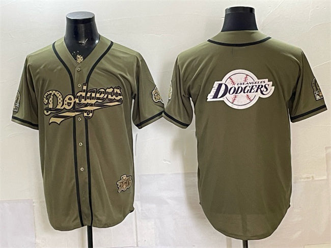 Los Angeles Dodgers Team Big Logo Olive MWATKINS 2026 Armed Forces Day Stitched Jersey