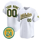 Custom Oakland Athletics Active Player White MWATKINS Rickey Henderson Patch Vapor Premier Limited Stitched Jersey