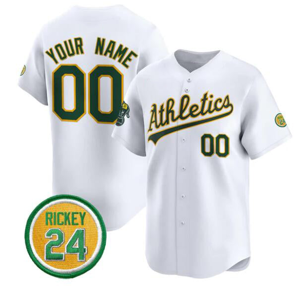 Custom Oakland Athletics Active Player White MWATKINS Rickey Henderson Patch Vapor Premier Limited Stitched Jersey