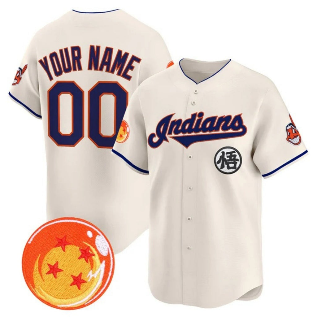 Custom Cleveland Indians x Dragon Ball Cream MWATKINS Vapor Premier Limited Jersey - All Stitched