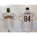 San Diego Padres #84 Dylan Cease White MWATKINS Team Logo With PS Patch Stitched Cool Base Jersey