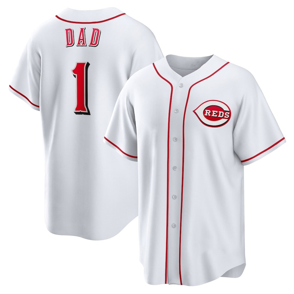 Cincinnati Reds #1 Dad White MWATKINS Home Replica Jersey