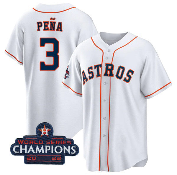 Houston Astros #3 Jeremy Pena White MWATKINS 2022 World Series Champions Cool Base Stitched Jersey