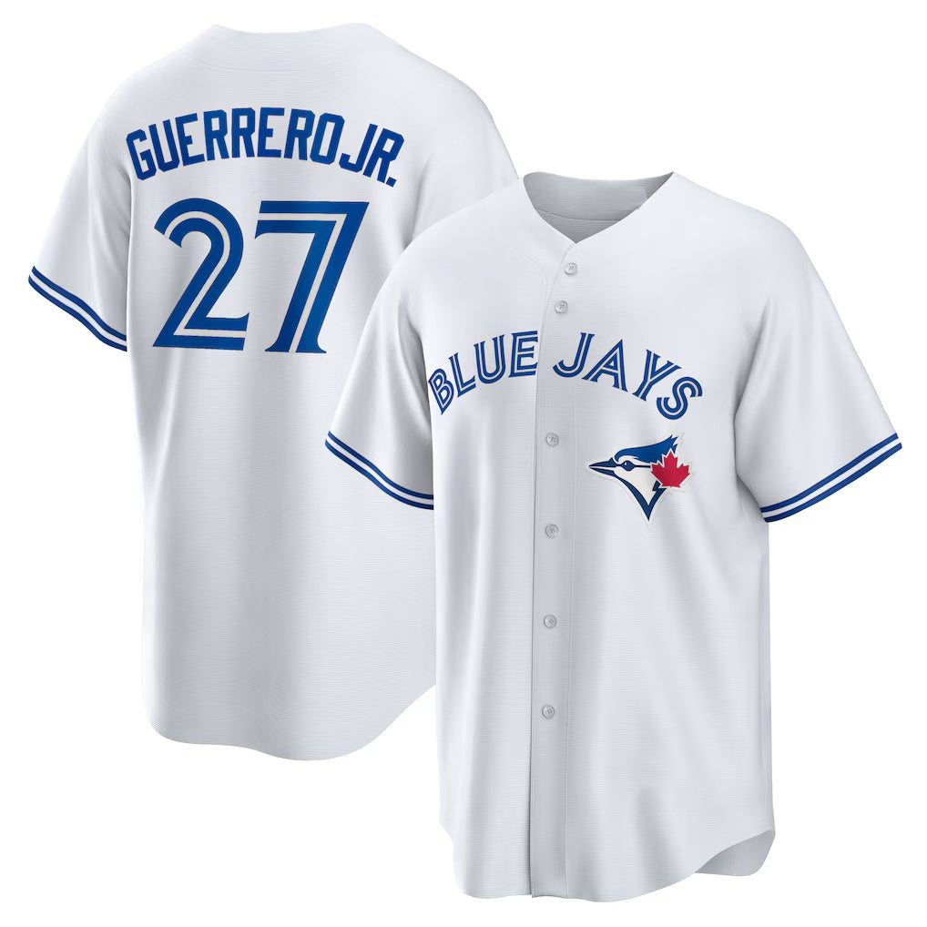 Toronto Blue Jays #27 Vladimir Guerrero Jr. White MWATKINS Home Replica Player Name Jersey