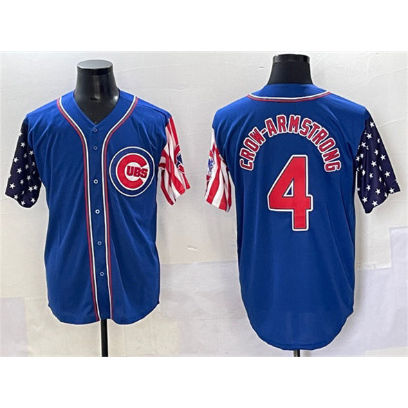 Chicago Cubs #4 Pete Crow-Armstrong Royal MWATKINS 2025 Independence Day Vapor Premier Limited Stitched Jersey