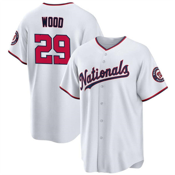 Washington Nationals #29 James Wood White MWATKINS 2024 Home Limited Stitched Jersey