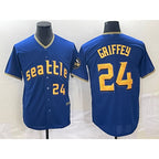 Seattle Mariners #24 Ken Griffey Number Blue MWATKINS 2023 City Connect Cool Base Stitched Jersey 2