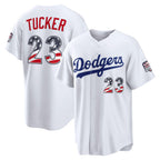 Los Angeles Dodgers #23 Kyle Tucker USA 250 Fourth of July Home Stadium Jersey - White MWATKINS