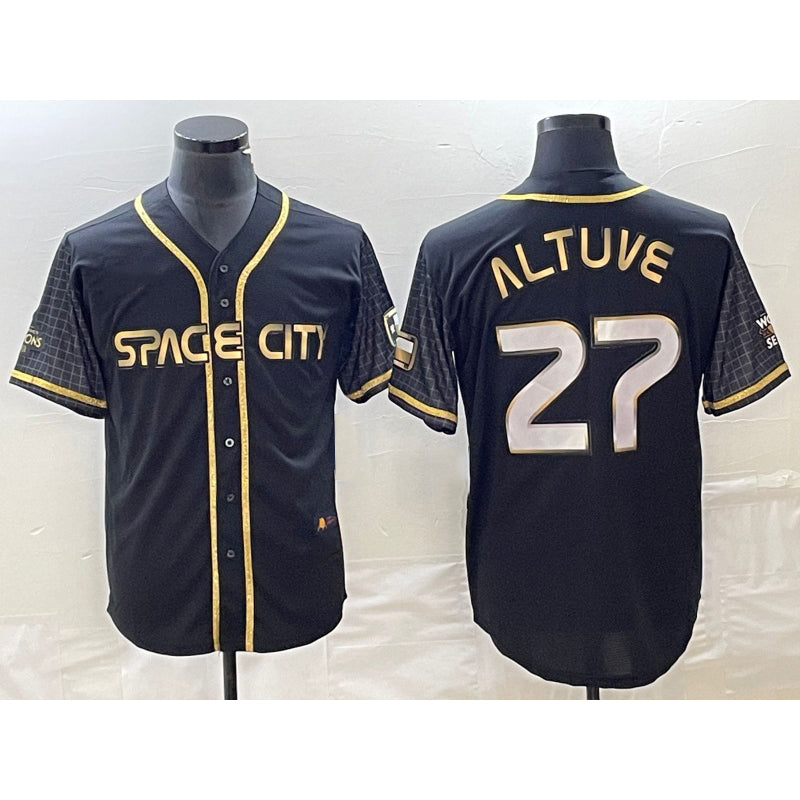 Houston Astros #27 Jose Altuve Black MWATKINS City Connect Cool Base Stitched Jersey