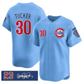 Chicago Cubs #30 Kyle Tucker Blue MWATKINS 'Ryne Sandberg Tribute' Vapor Limited V3 Stitched Jersey