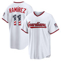 Cleveland Guardians #11 Jos¨¦ Ram¨ªrez USA 250 Fourth of July Home Stadium Jersey - White MWATKINS