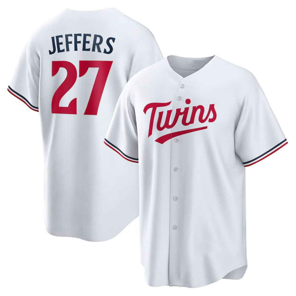 Minnesota Twins #27 Ryan Jeffers White MWATKINS Home Replica Player Jersey