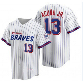 Atlanta Braves #13 MWATKINSld Acu?a Jr. 2021 City Connect Stitched White MWATKINS Jersey