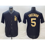 Los Angeles Dodgers #5 Freddie Freeman Black Gold MWATKINS Cool Base Stitched Jersey