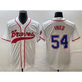 Atlanta Braves #54 Max Fried White MWATKINS Cool Base With Patch Stitched Jersey