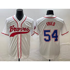 Atlanta Braves #54 Max Fried White MWATKINS Cool Base With Patch Stitched Jersey