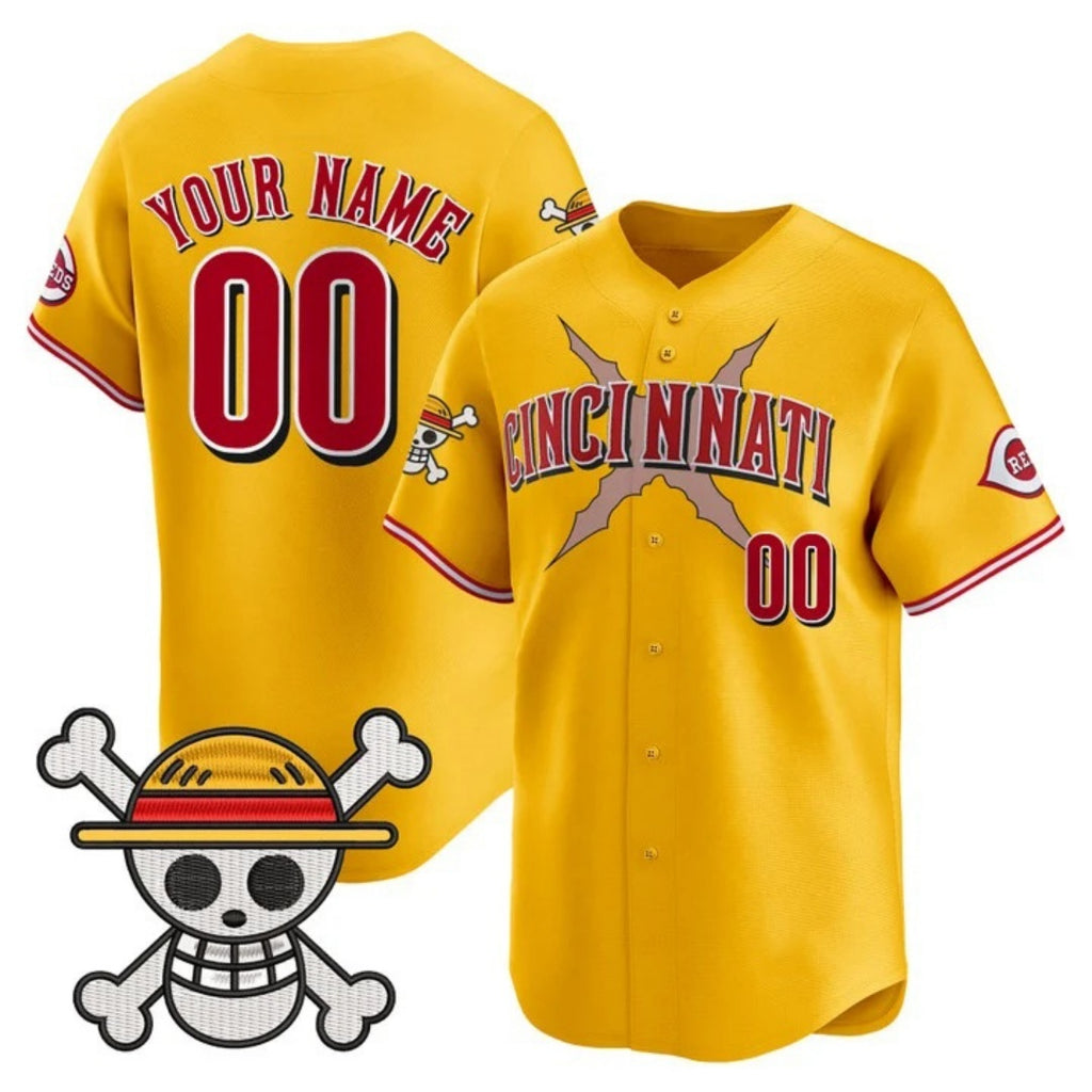 Custom Cincinnati Reds x One Piece Gold MWATKINS Vapor Premier Limited Jersey - Stitched