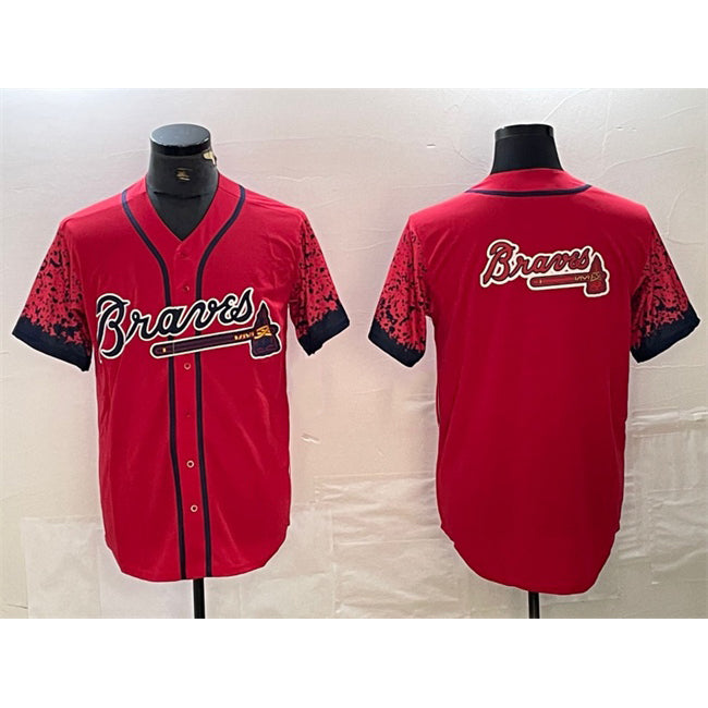 Atlanta Braves Red MWATKINS Team Big Logo City Connect Cool Base Stitched Jersey