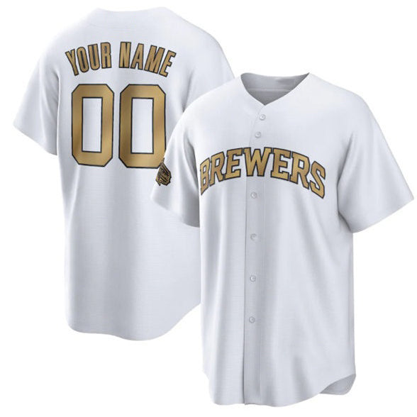 Custom Milwaukee Brewers Active Player White MWATKINS 2022 All-Star Cool Base Stitched Jersey