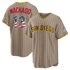 San Diego Padres #13 Manny Machado USA 250 Fourth of July Alternate Stadium Jersey - Sand MWATKINS