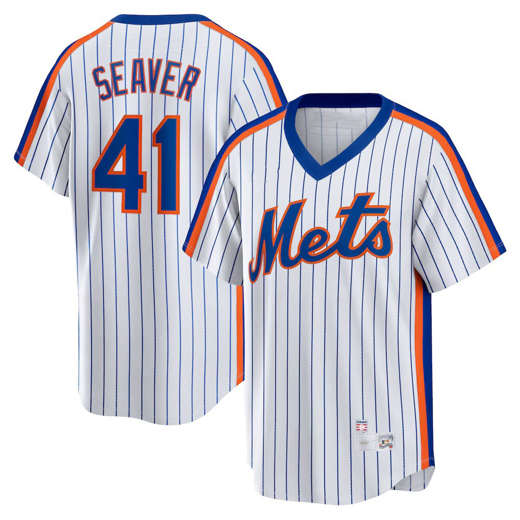 New York Mets #41 Tom Seaver White MWATKINS Home Cooperstown Collection Player Jersey