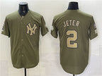 New York Yankees #2 Derek Jeter Olive MWATKINS 2026 Armed Forces Day Stitched Jersey