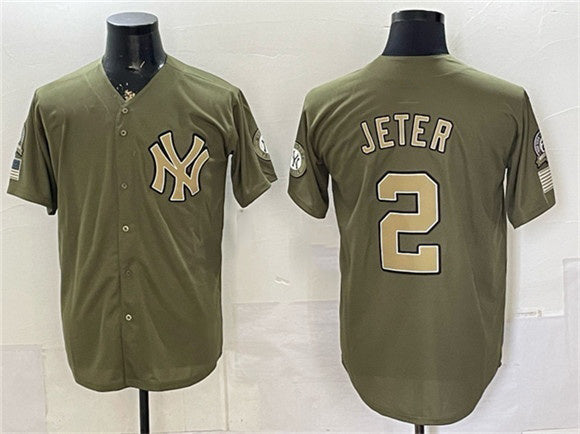 New York Yankees #2 Derek Jeter Olive MWATKINS 2026 Armed Forces Day Stitched Jersey