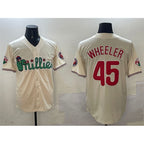 Philadelphia Phillies #45 Zack Wheeler Cream MWATKINS Phanatic Limited Stitched Jersey