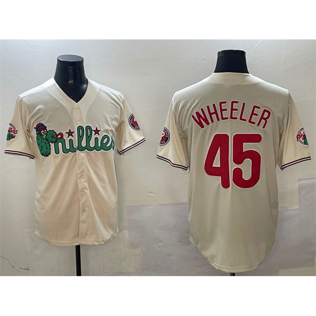 Philadelphia Phillies #45 Zack Wheeler Cream MWATKINS Phanatic Limited Stitched Jersey