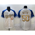 Los Angeles Dodgers #50 Mookie Betts White Royal Gold MWATKINS 2024 World Series Champions Vapor Limited Stitched Jersey