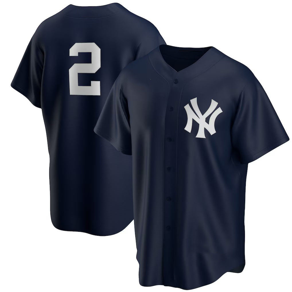 New York Yankees #2 Derek Jeter Navy MWATKINS Alternate Replica Player Jersey