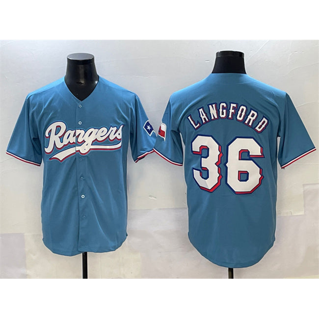 Texas Rangers #36 Wyatt Langford Blue MWATKINS Limited Stitched Jersey