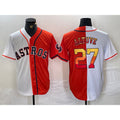 Houston Astros #27 Jose Altuve White Orange MWATKINS Split Stitched Jersey