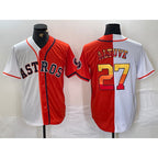 Houston Astros #27 Jose Altuve White Orange MWATKINS Split Stitched Jersey