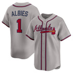 Atlanta Braves #1 Ozzie Albies Gray MWATKINS Road Limited Player Jersey