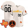 Custom Houston Astros  Love Street & Peace Sign Patch Vapor Premier Limited Jersey V2 ¨C Cream MWATKINS