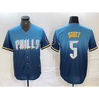 Philadelphia Phillies #5 Bryson Stott Blue MWATKINS 2024 City Cool Base Stitched Jersey