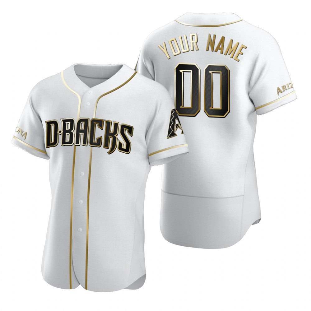 Custom Arizona Diamondbacks White MWATKINS Stitched Flex Base Golden Edition Jersey