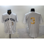 New York Yankees #3 Babe Ruth White MWATKINS Pinstripe Without Name Fashion Cool Base Jerseys