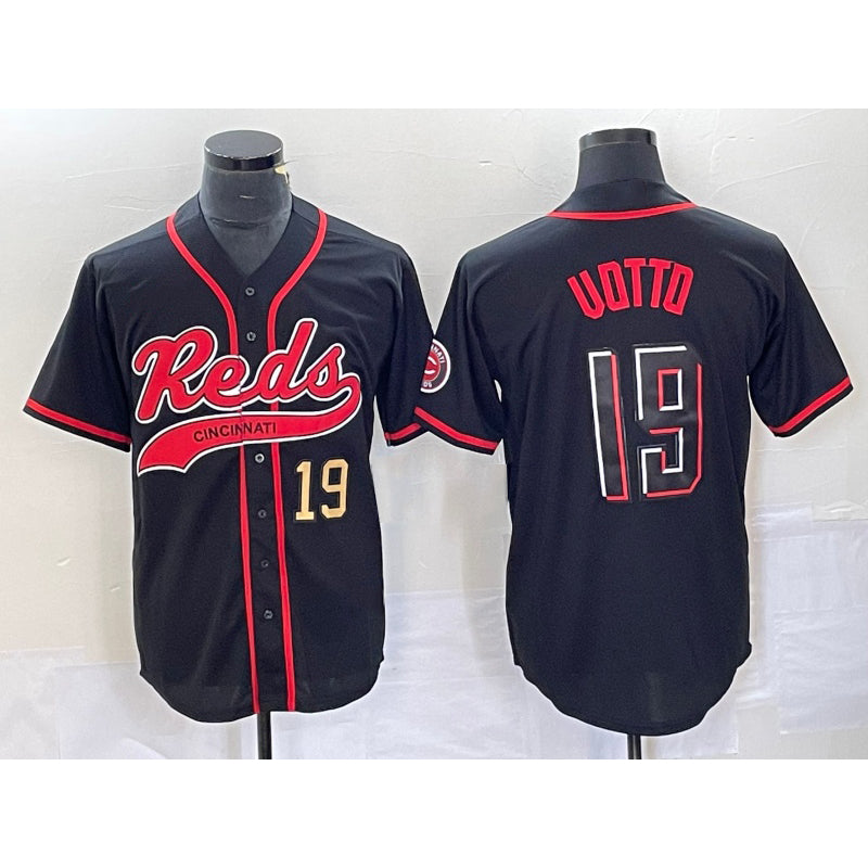 Cincinnati Reds #19 Joey Votto Number Black MWATKINS 2023 City Connect Cool Base Stitched Jerseys